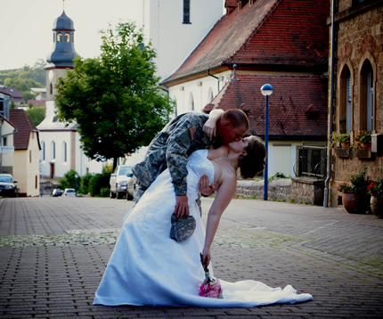 A military couple that were marriaged by double proxy.